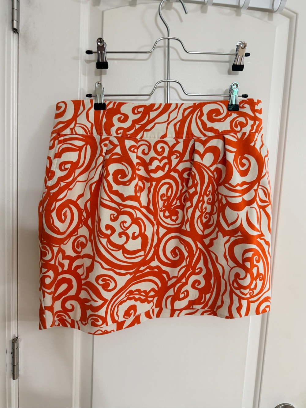 Merona Orange & White Swirl-Print Asymmetrical Skirt